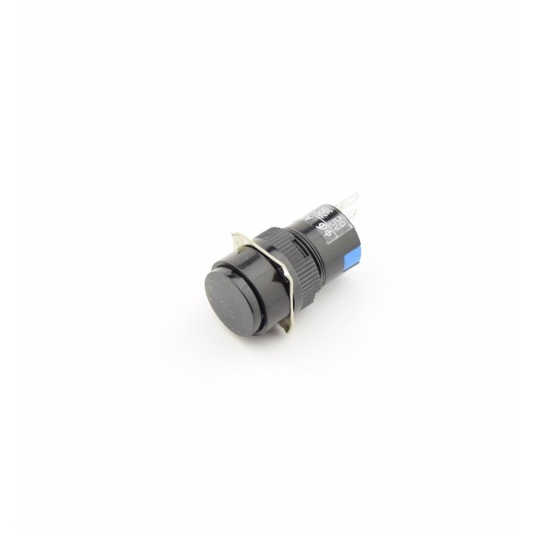 Black Push button 16mm - On/Off