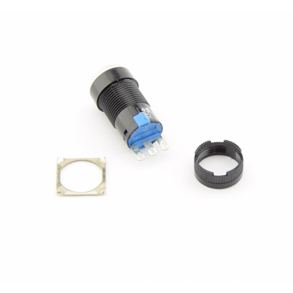 Black Push button 16mm - On/Off