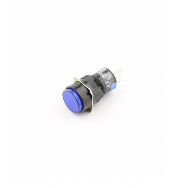 Blue Push button 16mm - On/Off