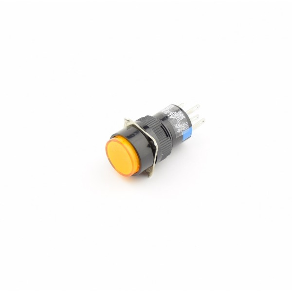 Gele Drukknop 16mm - Reset - Met 6.3V LED Verlichting