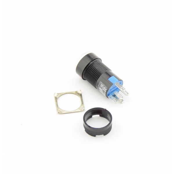 Green Push button 16mm - On/Off - With 6.3V LED lighting