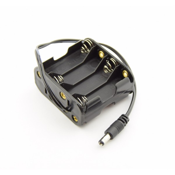 8x AA Batterijhouder met DC Jack - Dubbel