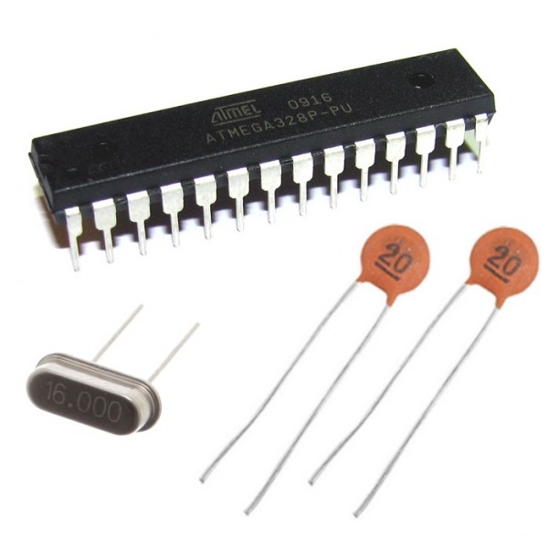 Atmel ATmega328P with UNO bootloader incl. crystal kit