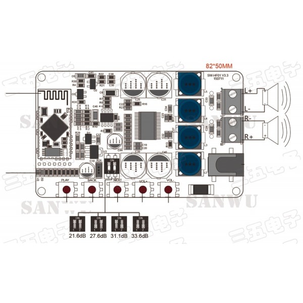 TDA7492P 2x25W Audio Versterker met Bluetooth 4.0