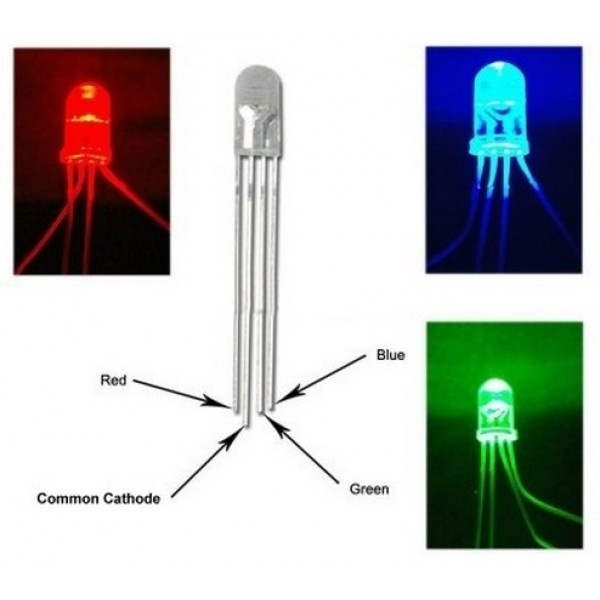 RGB LED - 5mm Diffuus - Common Cathode