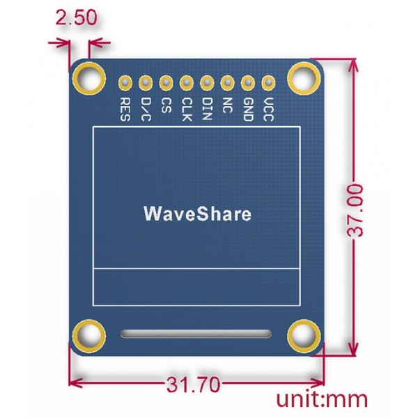 Waveshare 0.95 inch RGB OLED (B) Display - 96*64 Pixels - SPI