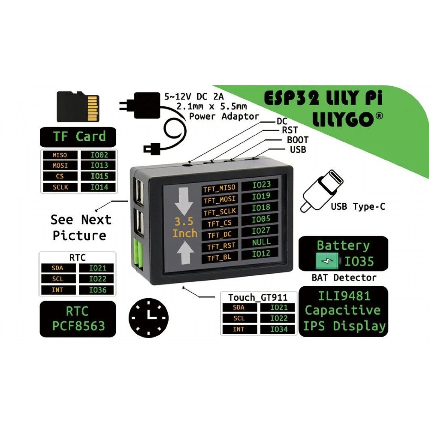LilyGO LILY Pi ESP32 - with 3.5 inch IPS Capacitive Touch Screen ...