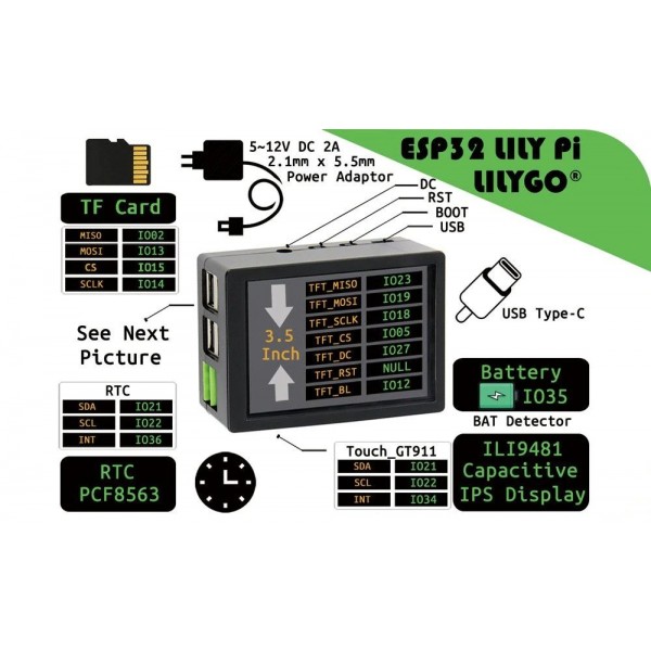 LilyGO LILY Pi ESP32 - with 3.5 inch IPS Capacitive Touch Screen