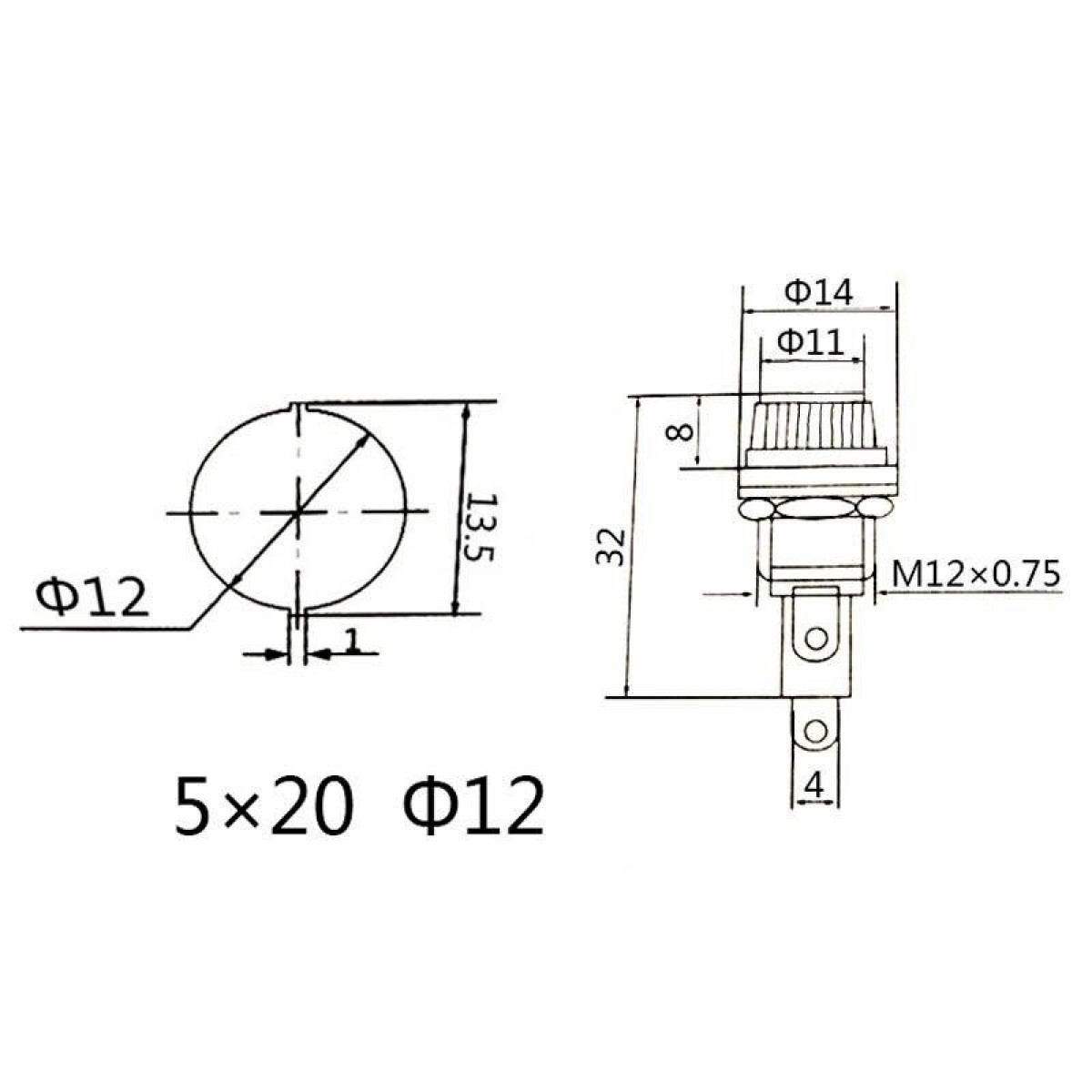 Mountable Fuse Holder 5x20mm MOUNTABLEFUSEH5x20MM