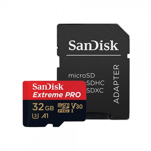 Sandisk Extreme PRO 32GB V30 UHS-I U3 A1 MicroSDHC Card with SD Card Adapter
