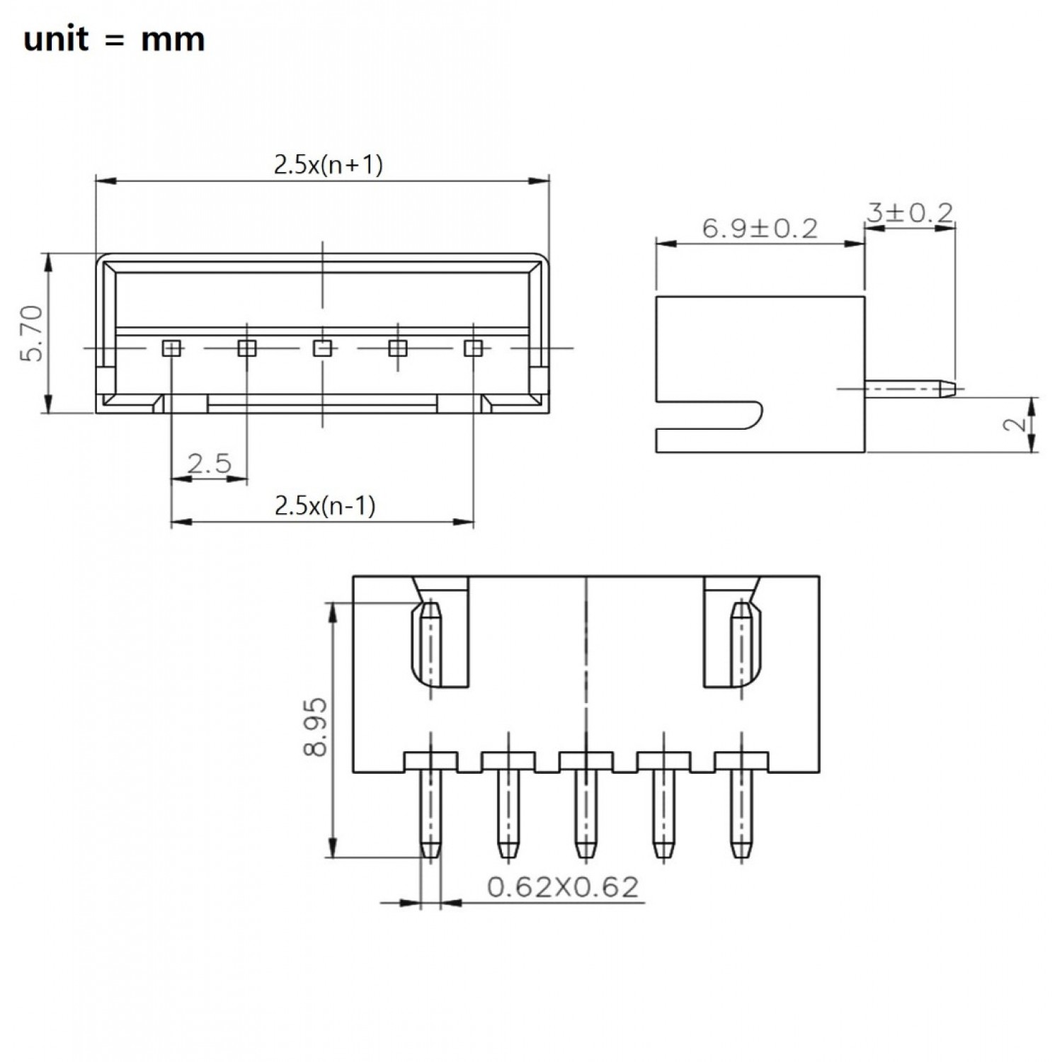 JSTXH 6p Compatible Connector with Cable and PCB Connector JST