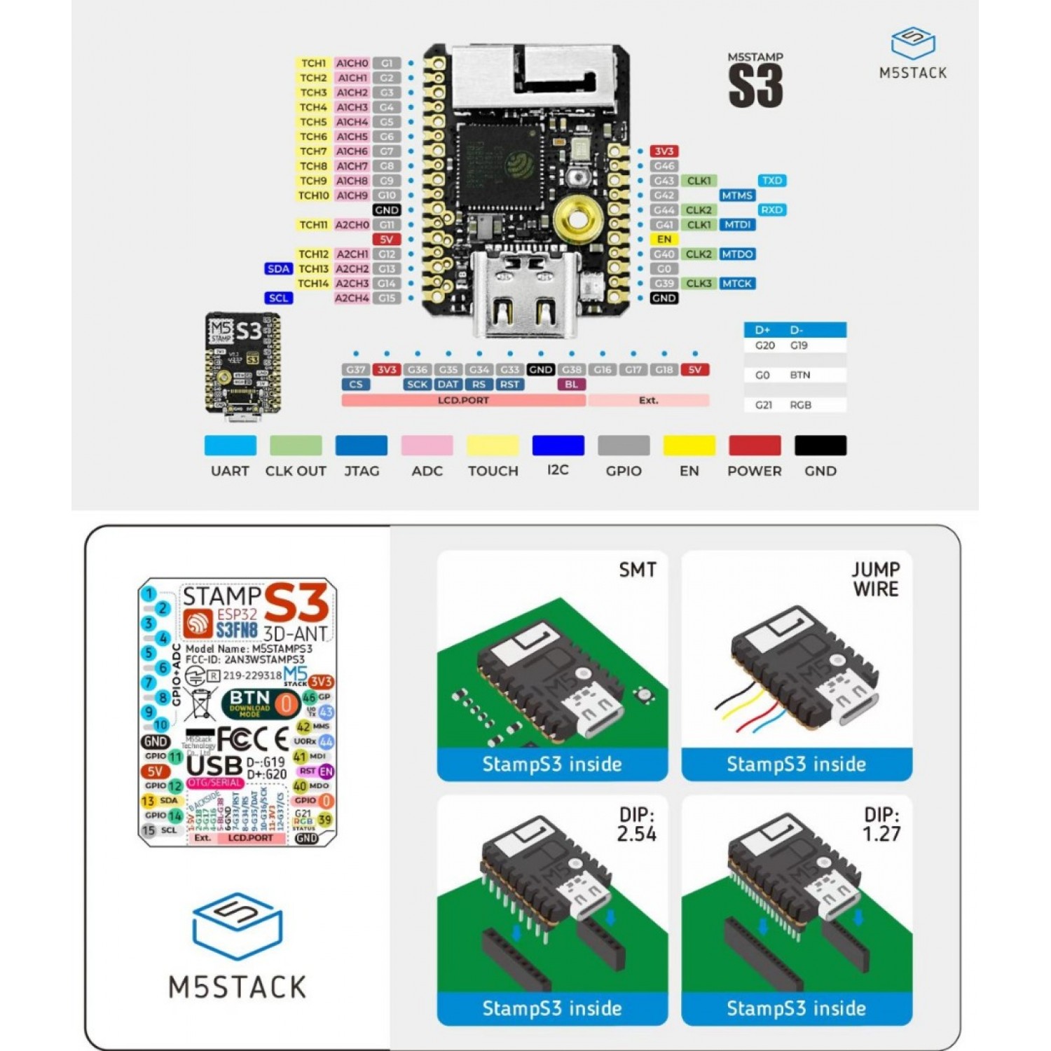 M5Stack M5Stamp S3 ESP32S3 Development Board M5StackS007
