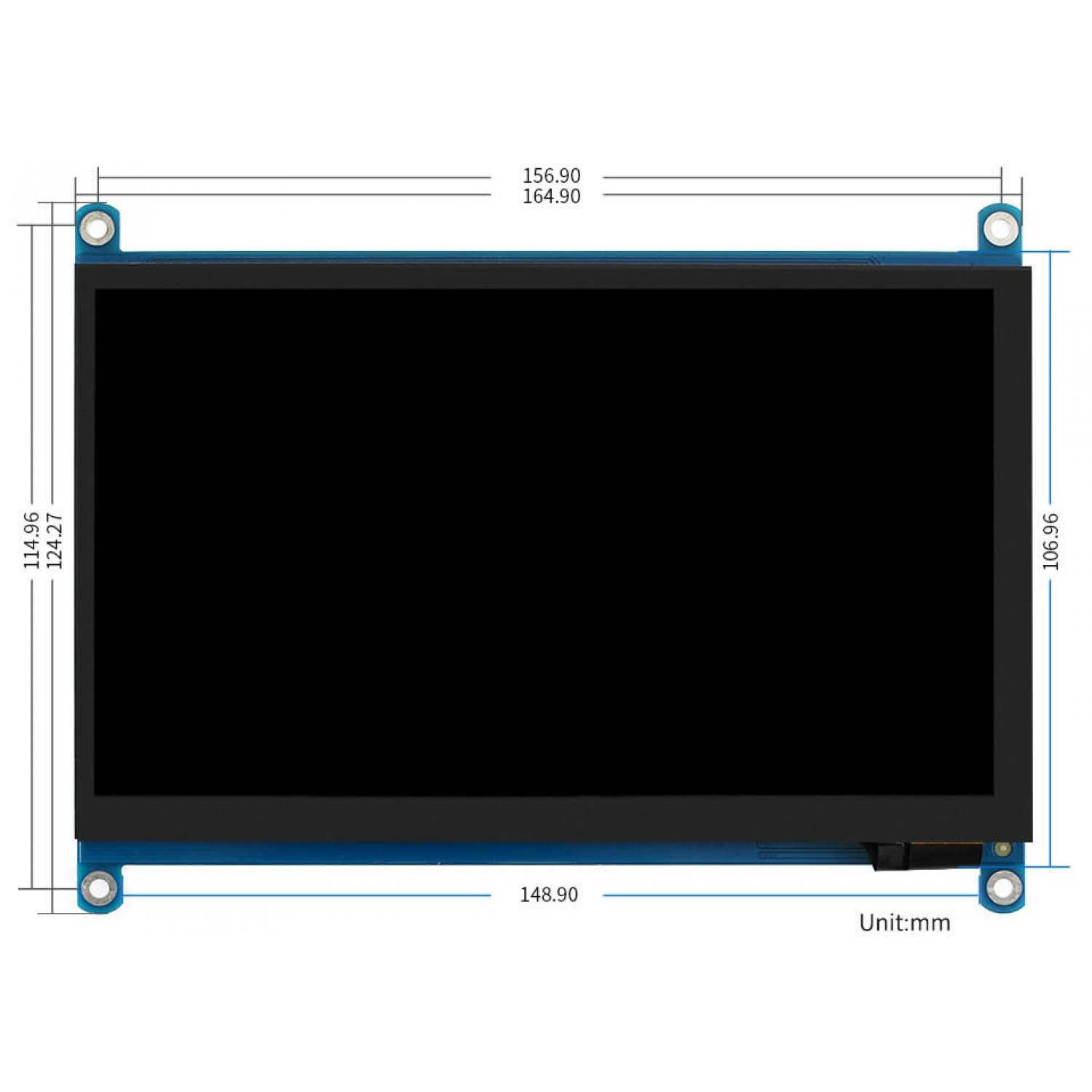 Écran 7 Pouces Waveshare Pour Raspberry Pi - Tactile Résistif 1024x600 - Angle De Vue 170° - Fourni Avec Drivers - Compatible PC (sans Tactile)