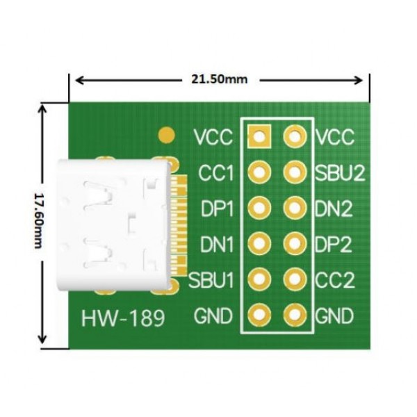 USB-C 2.0 Female to DIP Adapter - Including Headers