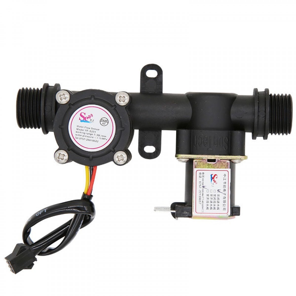 Solenoid Valve with Water Flow Sensor Normally Closed Nylon G1/2