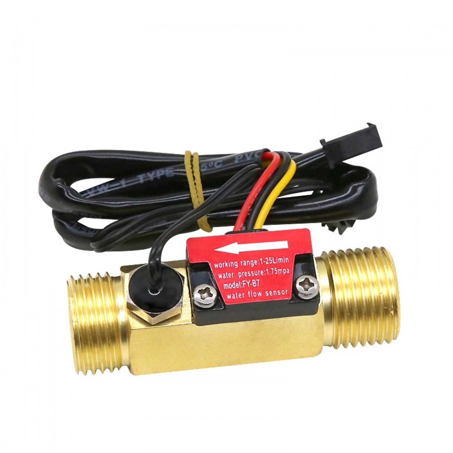 YFB7 Water Flow Sensor with Temperature Sensor Brass G1/2" YFB7